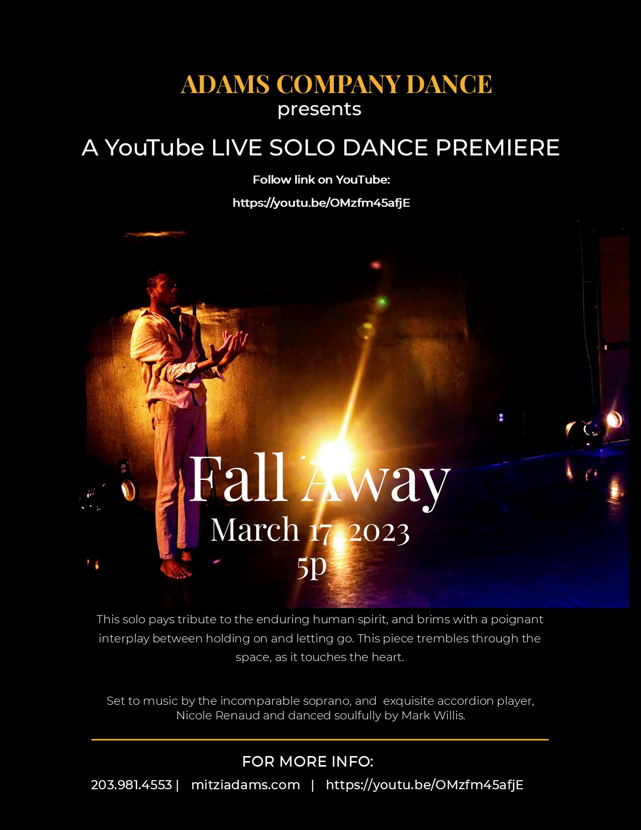 2023: A Solo Dance Premiere Friday, March 17th at 5p on YouTube Live!